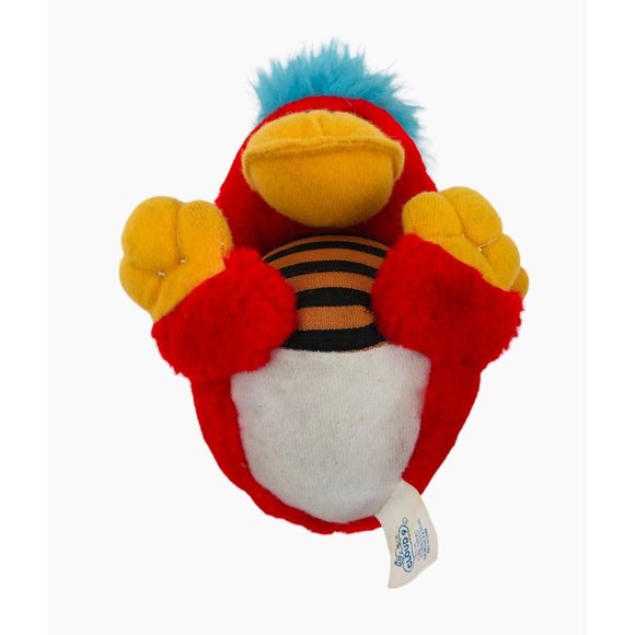 Cloud 9 Red Bird Blue Hair Soft Stuffed Animal Plush Toy Pet Striped Shirt - Picture 7 of 10
